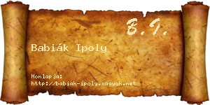 Babiák Ipoly névjegykártya